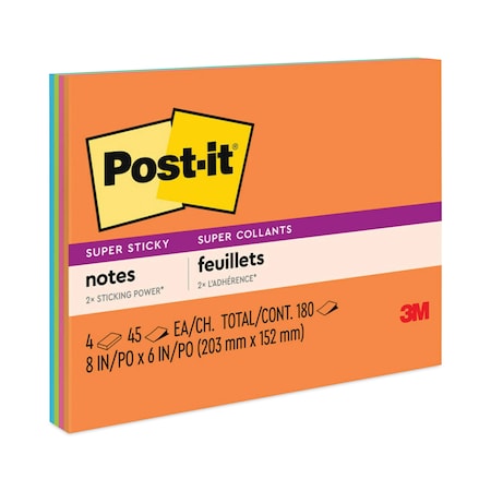 Post-It Pad, Easel, 8"X6", Ast, PK4 6845-SSP